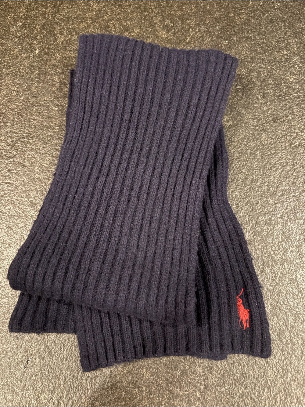 Polo Ralph Lauren Pony Logo Wool Blend Scarf PWing Twill Rib Navy